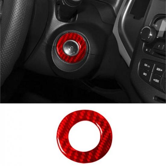 Red Carbon Fiber Interior Ignition Button Cover Trim For Chevrolet Sonic 2012-16