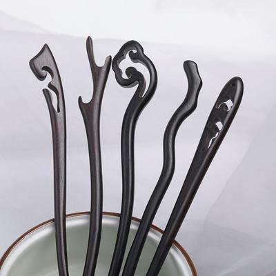 Ebony Wood Hairpins Handmade Purple Sandalwood Hair Stick for Women Fine Pattern Vintage Chinese Hair Pin Accessories
