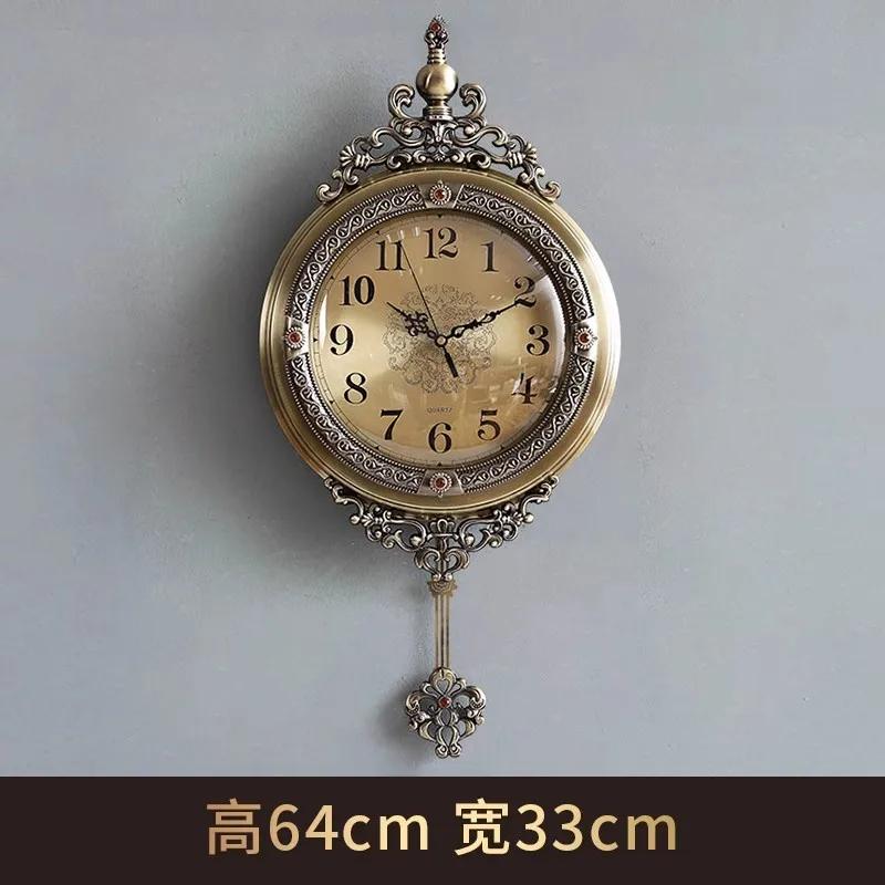 European Aesthetic Wall Clock Art Design Living Room Retro Clock Wall Hanging Light Luxury Reloj De Pared Home Decorations
