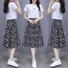 Spring Trendy Letter Print Skirt & Short Sleeve T-Shirt Set for Women