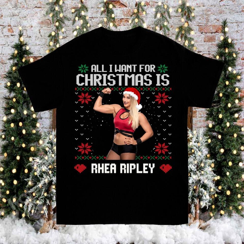 Rhea Ripley Christmas T-Shirt Cotton Men s Tee S-5XL Unisex T-Shirt XXXXL