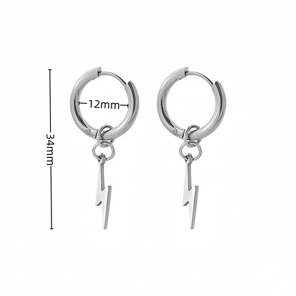 1 Pair Lightning Punk Cool Stainless Steel Piercing Dangle Hanging Men's Earrings for Women Trend New In Jewelry Gift Y2K