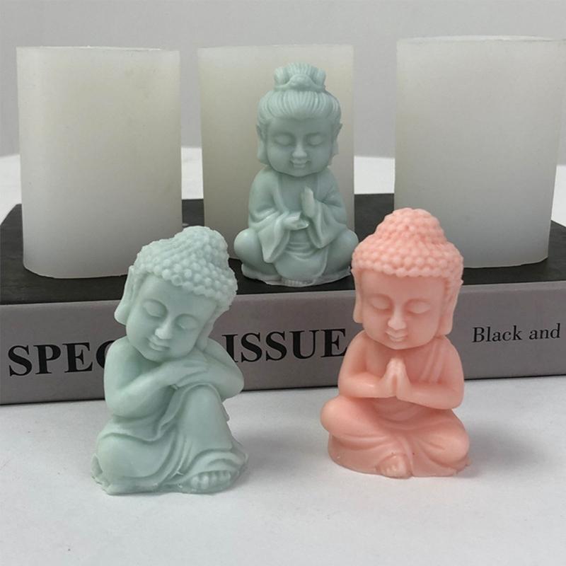Buddhas Monk Shape Silicone Molds DIY Epoxy Resin Molds Table Ornament Mould Candle Plasters Making Tool Easy-to Clean