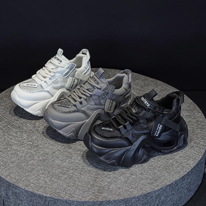 Breathable mesh heightening foam sole shoes women's new autumn and winter versatile sports and leisure women's shoes