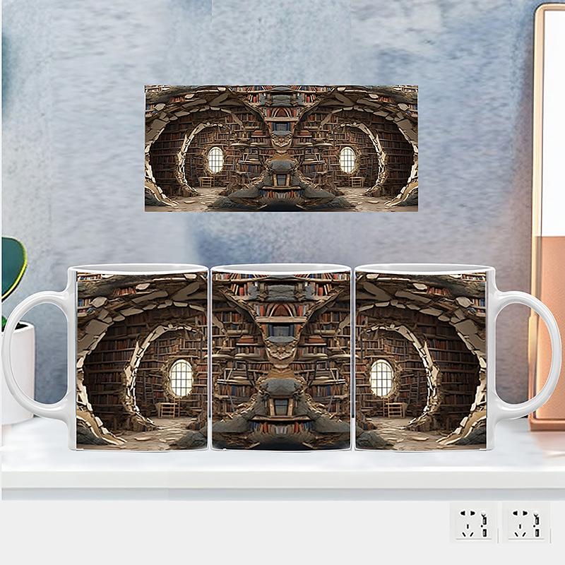 

3D Книжная полка Керамическая кружка Креативный дизайн космоса Библиотечная полка Чашка для чая, молока, кофе Лучший подарок для книголюбов 330ml (1pcs)