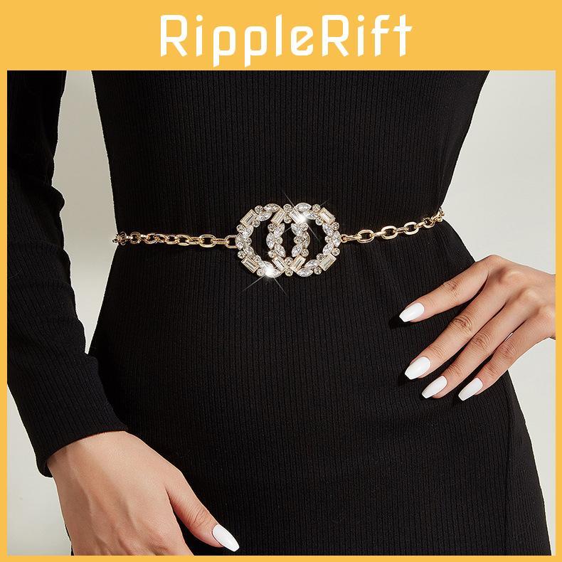 Rhinestone Glass Large Double Round Buckle Ochain Adjustable Buckle Hanging