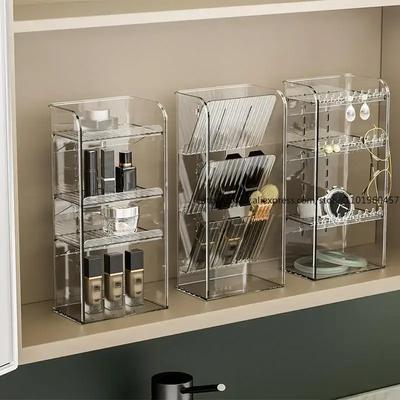 Acrylic Plastic Makeup Organizer Storage Box Lipstick Jewelry Display Organizer Transparent Cosmetics Case Brush Holder