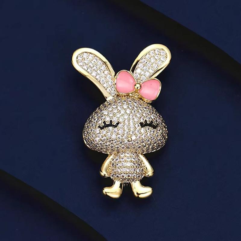 Cute Animal Studded Rabbit Brooches For Women Clothing Coat Jewelry Accessries