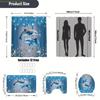 1/3/4pcs Blue Diamond Dolphin Print Shower Curtain Set Non-Slip Toilet Lid U-Shaped Polyester Fabric Shower Curtain with 12 Ho
