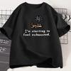 Im Starting To Feel Exhaustedgraphci TShirt Stardew Valley Sleepy Cat Print T Shirt Gamer Lover Short Sleeve Women Top Clothing
