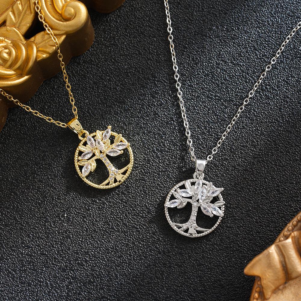 Elegant Rhinestone Lucky Tree Necklace for Women - Clavicle Chain Jewelry