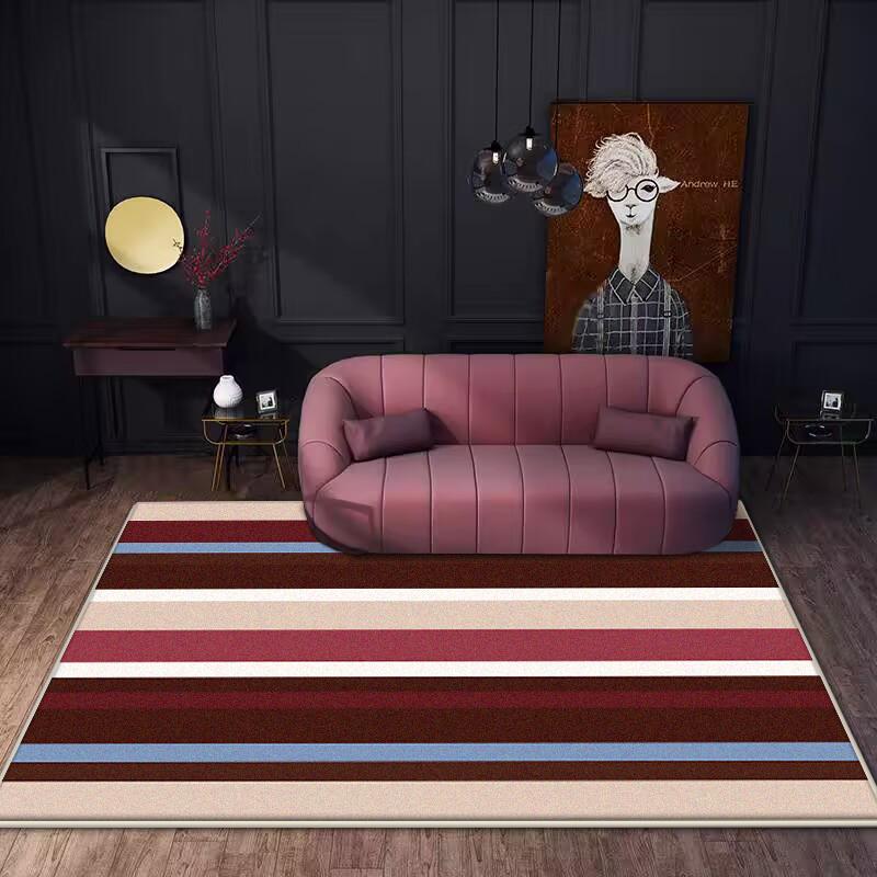 Jednoduchý pruhovaný koberec Moderní lehký luxus Velká plocha Koberečky pod pohovku do obývacího pokoje Severský dekor ložnice Koberec Domácí pokoj Plyšové koberce