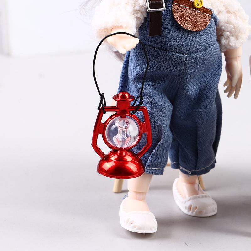 1:12 Miniature Retro Oil Lamp Dollhouse Accessories Mini Lantern Doll House Bedroom Decor Christmas Scene Ornament Pretend Play