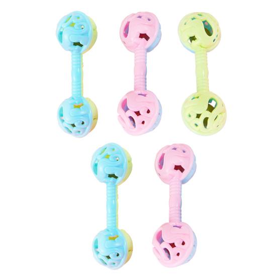 Dual Bell Baby Rattle Toy Soft Grip Shaker with Bell Sound