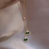 Baroque Emerald Fan Crystal Necklace Female Tide Simple Personality Pendant Light Luxury Collarbone Chain