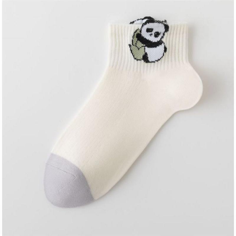 Damen Niedliche Cartoon Panda Low-Top Socken - Frühlings- & Sommeredition, Bequeme Weiße Kurze Socken für Studentinnen