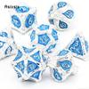 7 Pcs White Blue Tree Vine Metal Dice Solid Metal Polyhedral Dice Set Suitable for Role-Playing RPG Board Game Dice RPG