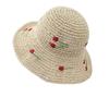 Nowy Letni Damski Kapelusz Bucket z Daszkiem Szerokie Rondo Plażowy Koreański Słomkowy Ręcznie Szydełkowany Kapelusz z Wiśniami Dla Kobiet Dziewczyn Outdoor Wędkarski Kapelusze Przeciwsłoneczne
