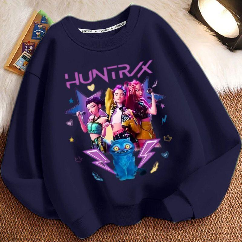 Kinder-Mode Hexenjagd Team Rundhals-Hoodies für Herbst und Winter, Lockere Langarm-Freizeitjacken für Jungen und Mädchen