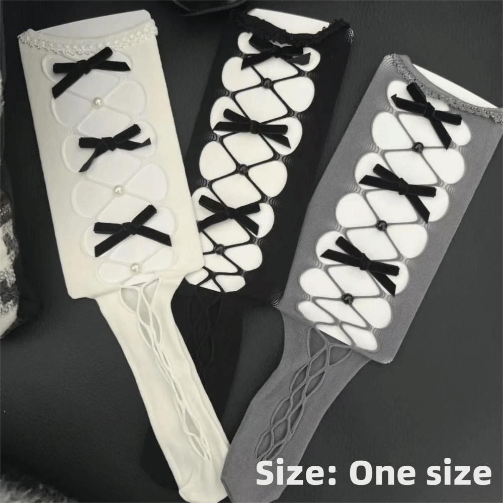Hollow Out Fishnet Socks Thin Fabric Bow Socks New Net Stockings Girls Women