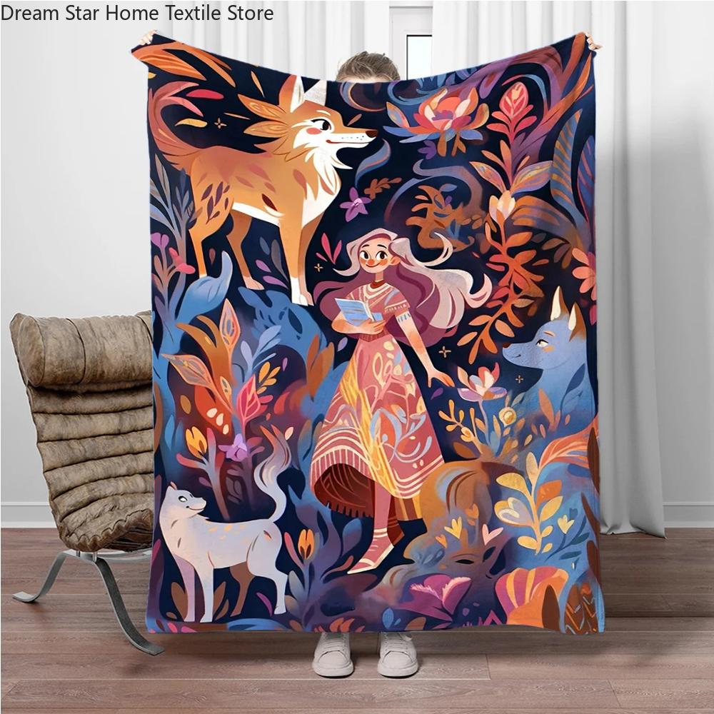 Beauty and The Beast Snow White Flannel Blanket Soft Warm Throw Blanket Blanket For Sofa Office Bed Office Camping Travelling