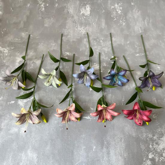 Faux Lily Flowers Bulk Realistic Artificial Tiger Lily Long-lasting Fake Lily Stem for Floral Arrangement Wedding Party Home Decor