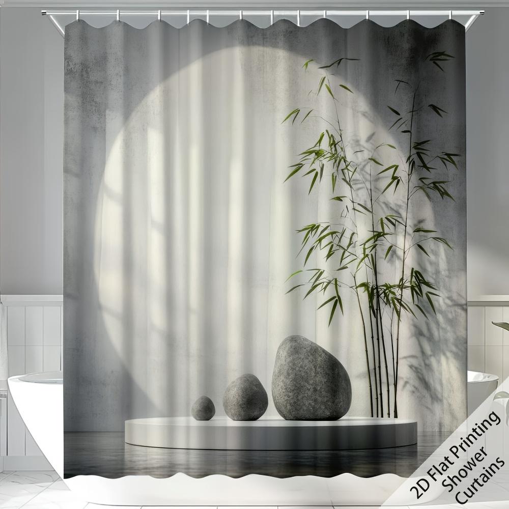 

2D Flat, 1Pc, (2D Flat Printing) Stone Pattern Printed Shower Curtain With 12 Hooks Bath Curtain Bathroom Decor Holiday Festiv W60H190(CM)-1 Pcs