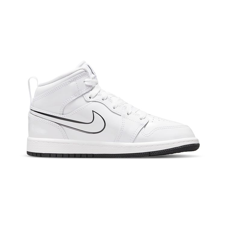 Air Jordan 1 Mid PS Schematic Kids Sneakers White Black DQ1866-100