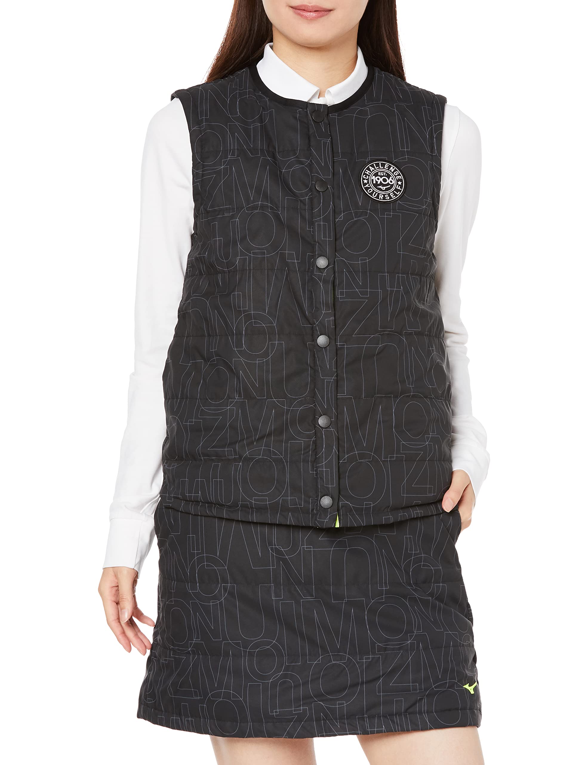 

Mizuno Breath Thermo Tech Lining Down and Golf XL Vest, Moisture-Wicking Heat-Generating, Women s Wear, Black/Charcoal, (E2ME2702)