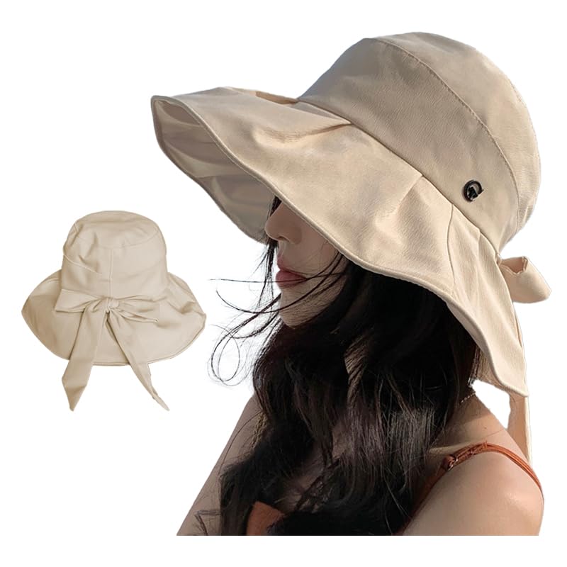 

UV Protection Hat for Sun Deep Slimming Adjustable Chin Bucket Solid Wide Brim Free [TKY-csheep] Women, Hat, Fit, Effect, Sweat-Absorbing, бежевий