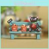 Cat Cute Black Sitting On Bench Watering Flowers Resin Ornaments For Desk Decor