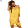 DX - Solid V-neck Hook Patchwork Smock Sexy Hollow Loose Beach Smock Short Skirt