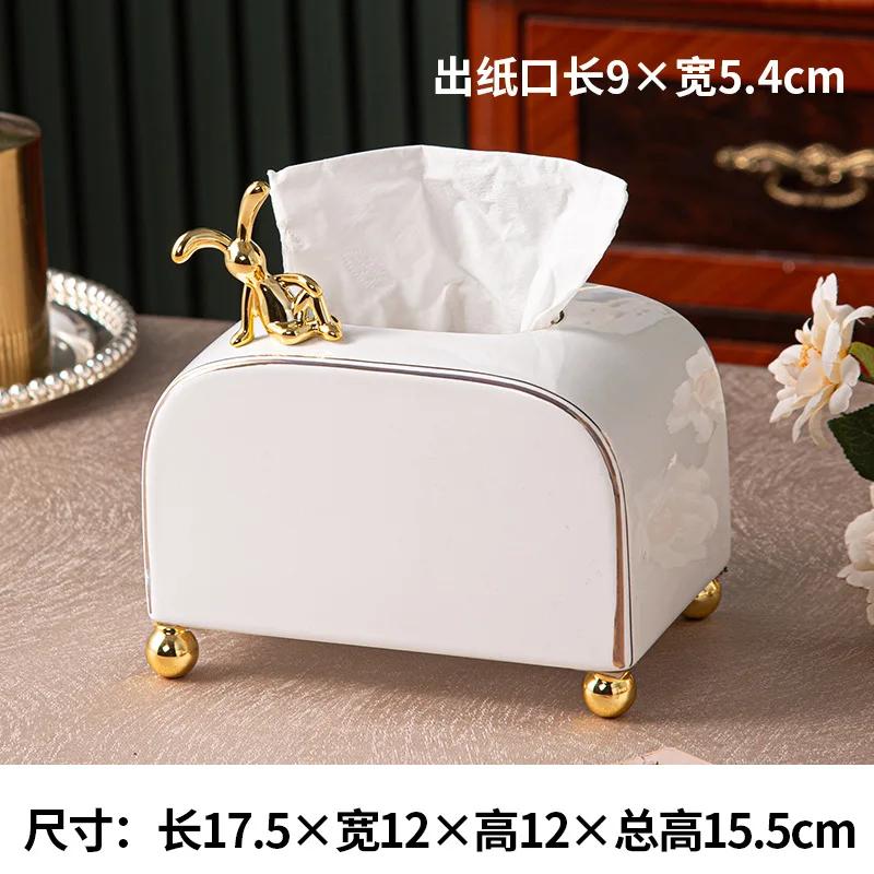 European Style Ceramic Small Paper Box Living Room Paper Box Home Dining Room Coffee Table Creative Tissue Box