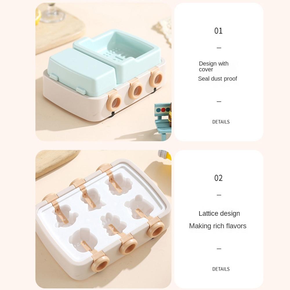 Cartoon Shape DIY Ice Cream Mold Reusable Popsicle Maker Silicone Ice Pop Molds  Kitchen Tools