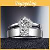Elegant Korean Style Adjustable Couple Rings With Platinum Plating For Wedding