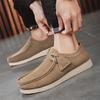 Fashion Khaki Casual Shoes For Men Suede Leather Loafers Men Platform Slip-On Men'S Driving Shoes Lightweight Leisure Men Shoes