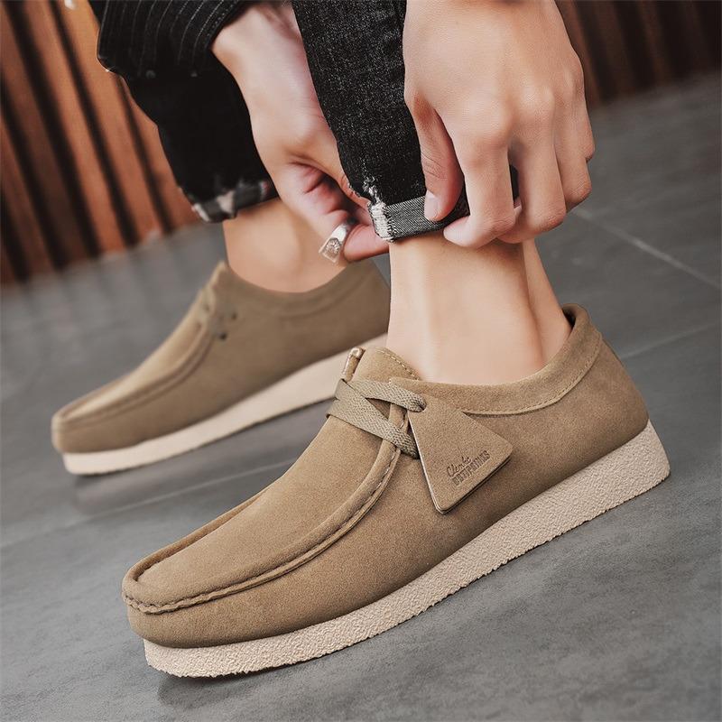 Fashion Khaki Casual Shoes For Men Suede Leather Loafers Men Platform Slip-On Men'S Driving Shoes Lightweight Leisure Men Shoes
