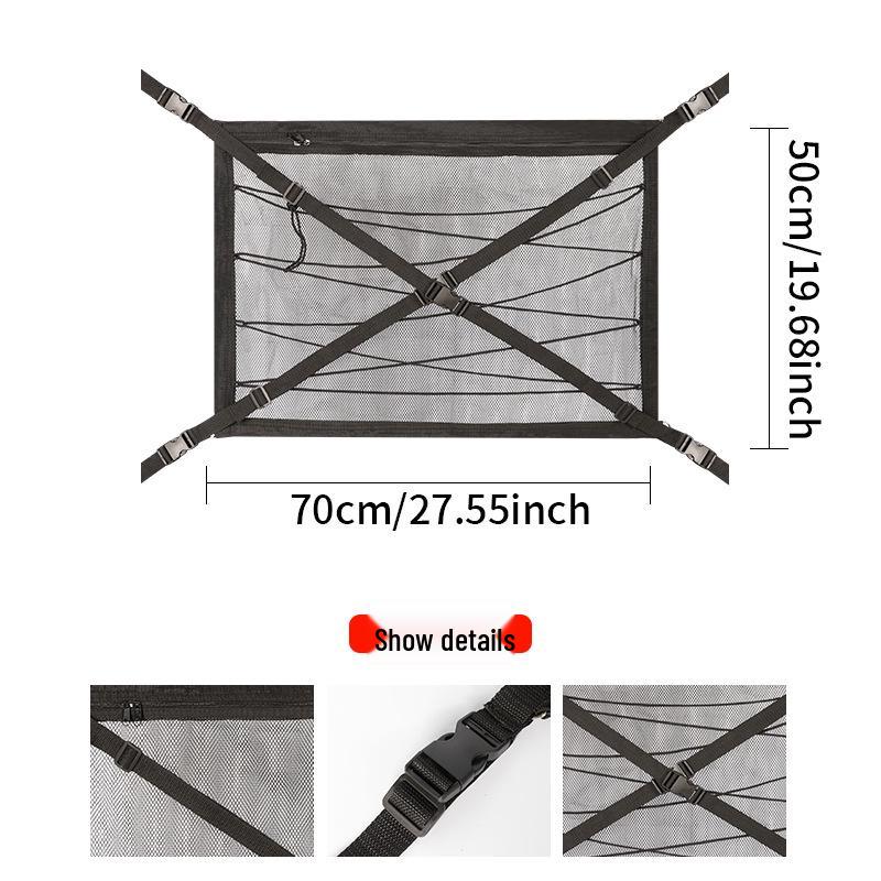 Car Roof Storage Mesh Pocket with Cross Direct Buckle - Dual Use Net for Car Roof Storage