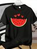 Unisexs Tee Heart Decorated Watermelon Slice Fruit Print Cotton Short Sleeve Male Casual Streetwear Outdoor Daily Basic Fashion Top