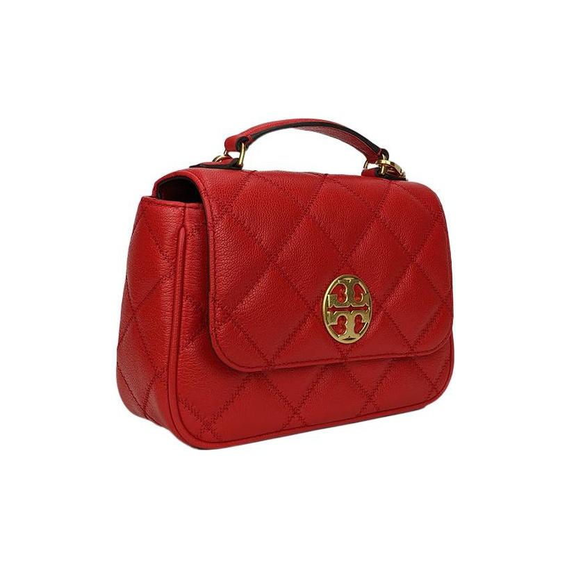 Tory Burch Tb-Willa Quilted Lambskin And Caviar Leather Shoulder Bag Crossbody Chain Bag Messenger Bag Tote Bag Mini Women Bags Red 82366-610