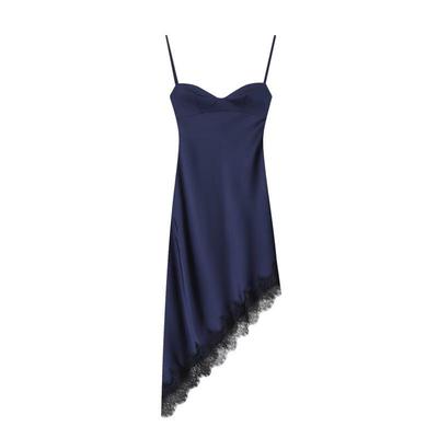 2025 Asymmetrical Lace Slip Dress: European & American Silk Satin Fashion