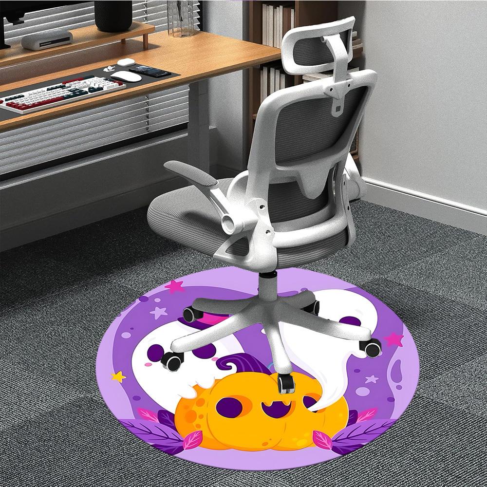 1pc Ghost Pumpkin Office Round Area Rug, Indoor Mat Suitable ForOffice, Under Office Chairs Bedroom Living Room Home Decor, Room Deco, D082