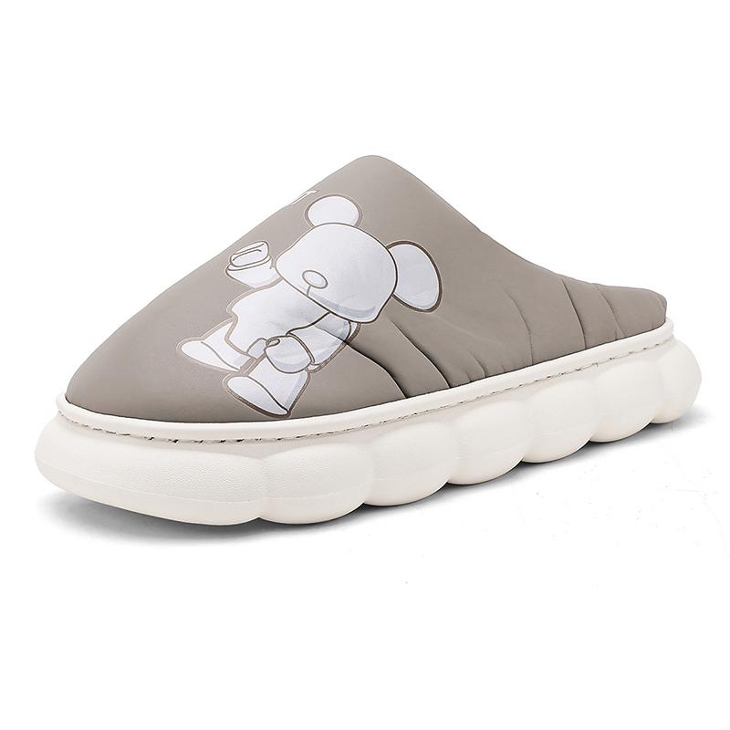 

Зимние домашние плюшевые тапочки мужские удобные теплые домашние тапочки на платформе для мужчин модные коричневые домашние тапочки с принтом для мужчин 44-45