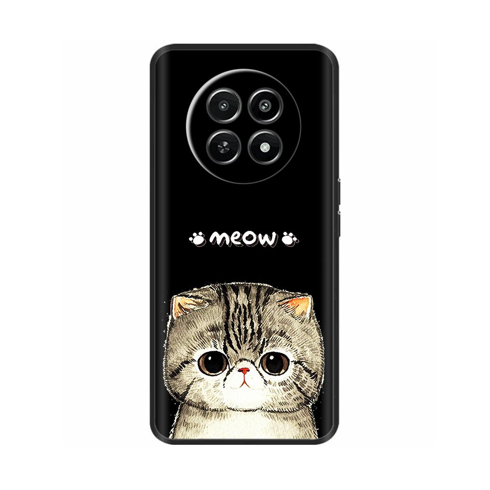 Für Realme 12 5G 12X Handyhülle Cover Blumen Aufdruck Weiches Schwarzes TPU Fundas Für Realme12 12 X Bumper Schale Para Coque Etui Capas