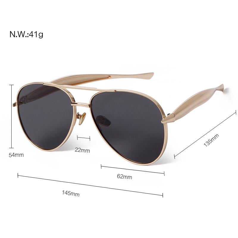 Fashion Oversized Pilot Sunglasses for Women Men 70s Trendy Metal Streamline Arms Aviation Sun Glasses Champagne Shades S98137C