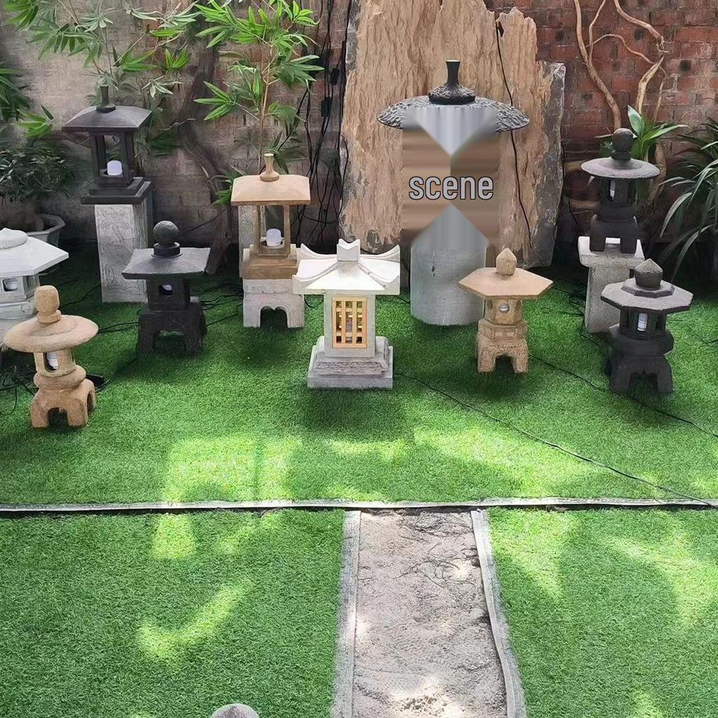 Antique Chinese Solar Stone Lantern: Bluestone Outdoor Decorative Ornament