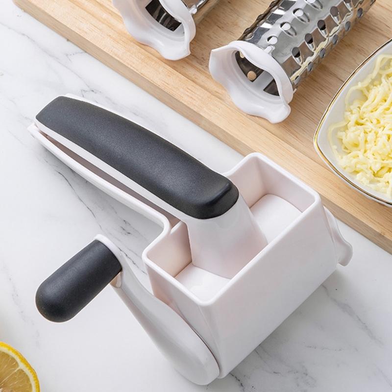 Rotary Cheese Grater Handheld Design with Comfortable Handle Grip for Easily Grating of Cheese and More