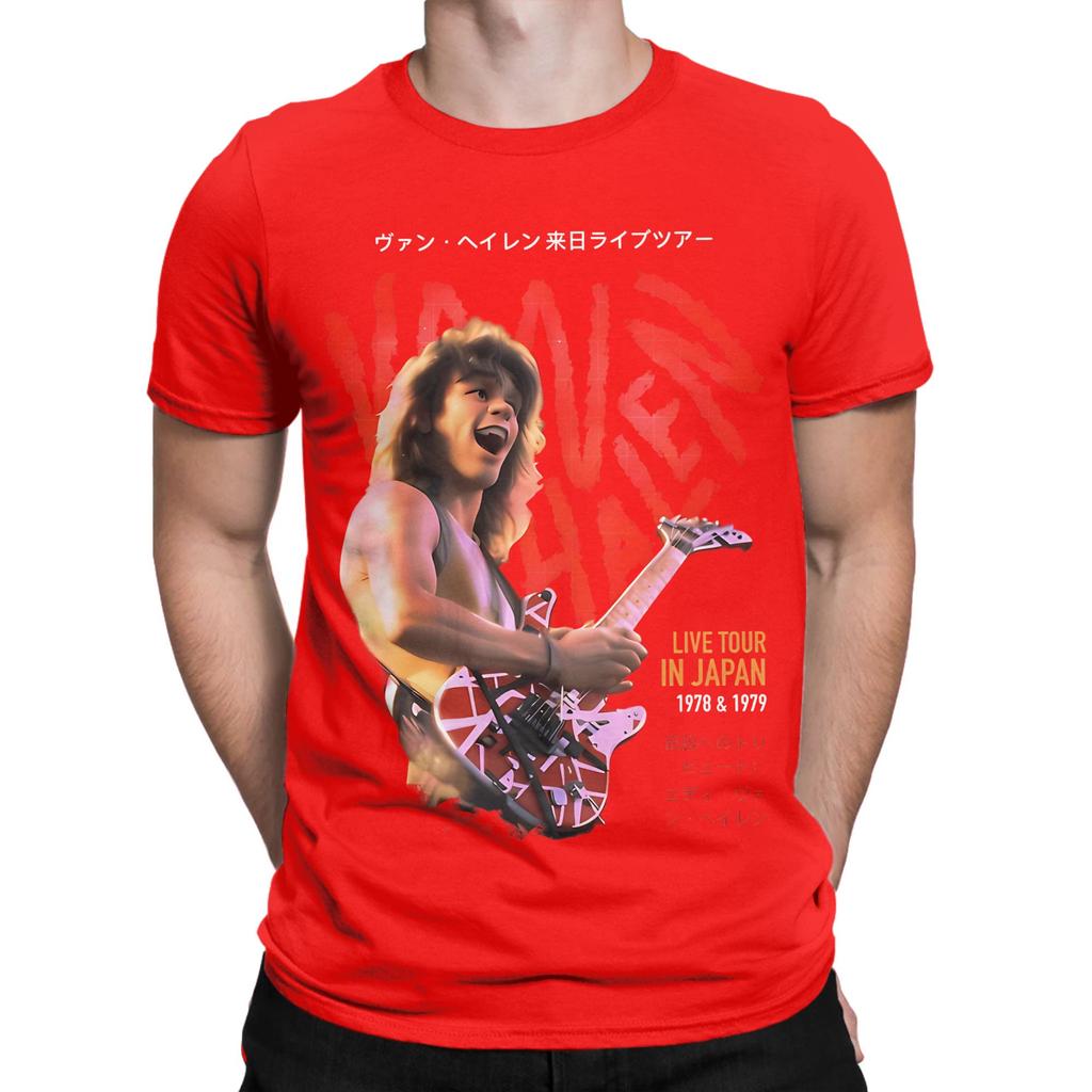 Eddie Van Halen Live Tour In Japan Striped Funny 100 Cotton Tshirt Van Halen Tops Tees For Unisex