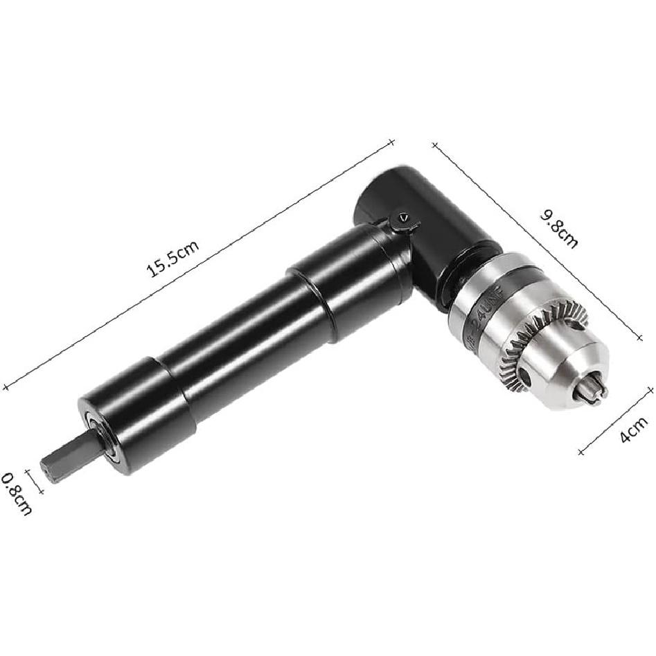 Weytoll Right Angle Drill Attachment, Cordless 90 Degree Drill Adapter,3/8" Chuck and 8mm Hex Shank, Cordless Right Angle Drill Attachment Adapter,