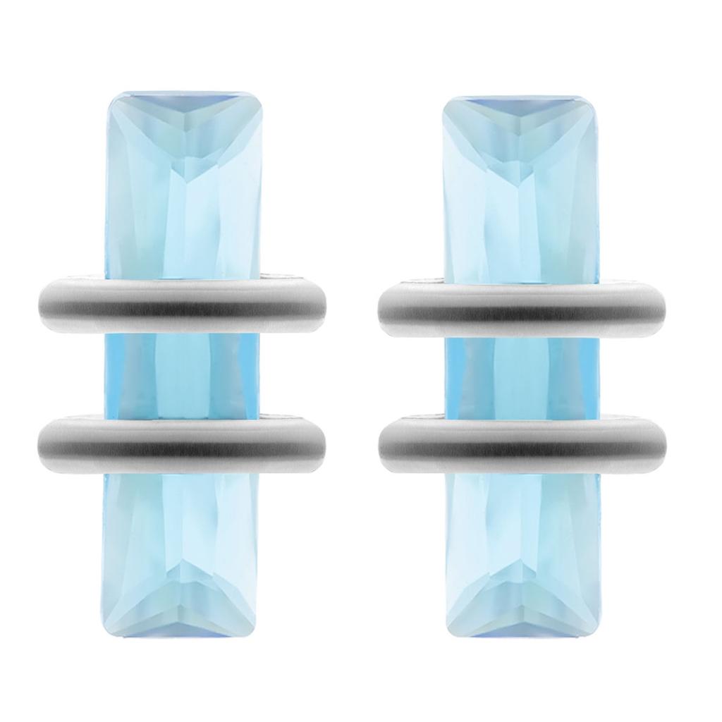 Les Trésors De Lily [R4782] - Silver Earrings 'Crystal' Silver Turquoise (rhodium)  - 10x5mm